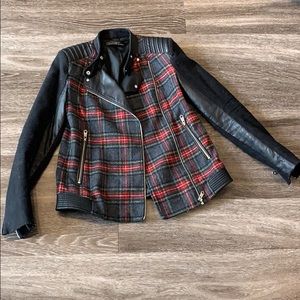 Zara leather and plaid jacket